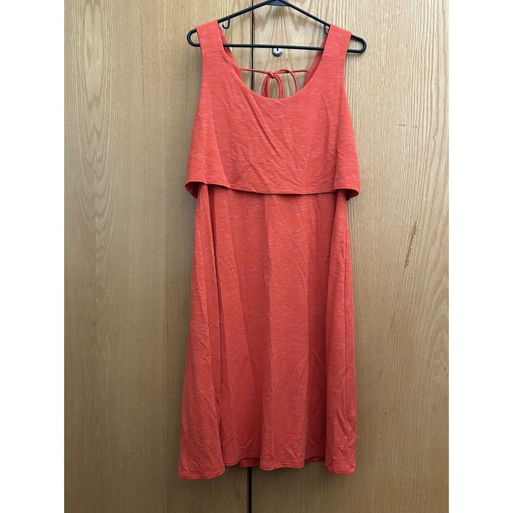 Cabi Weekend Dress Womens Medium Coral Sunset Heather Sleeveless Tie Back Chic